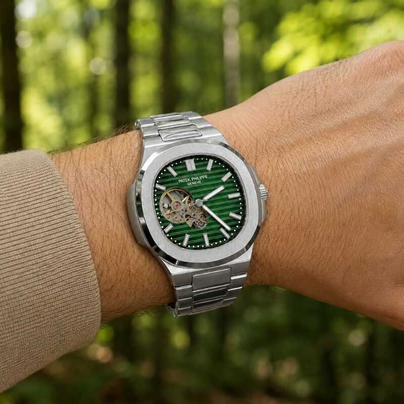 Patek™ Nautilus Automático Mecanismo Visible + Estuche de Lujo