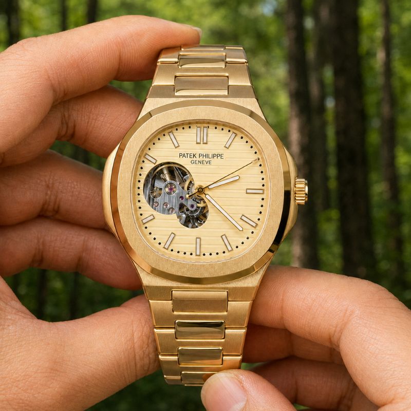 Patek™ Nautilus Automático Mecanismo Visible + Estuche de Lujo