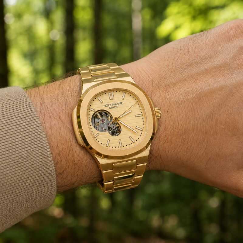 Patek™ Nautilus Automático Mecanismo Visible + Estuche de Lujo