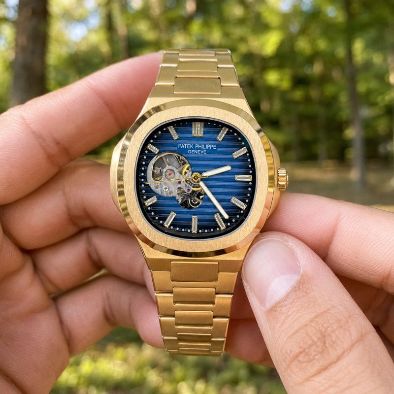 Patek™ Nautilus Automático Mecanismo Visible + Estuche de Lujo
