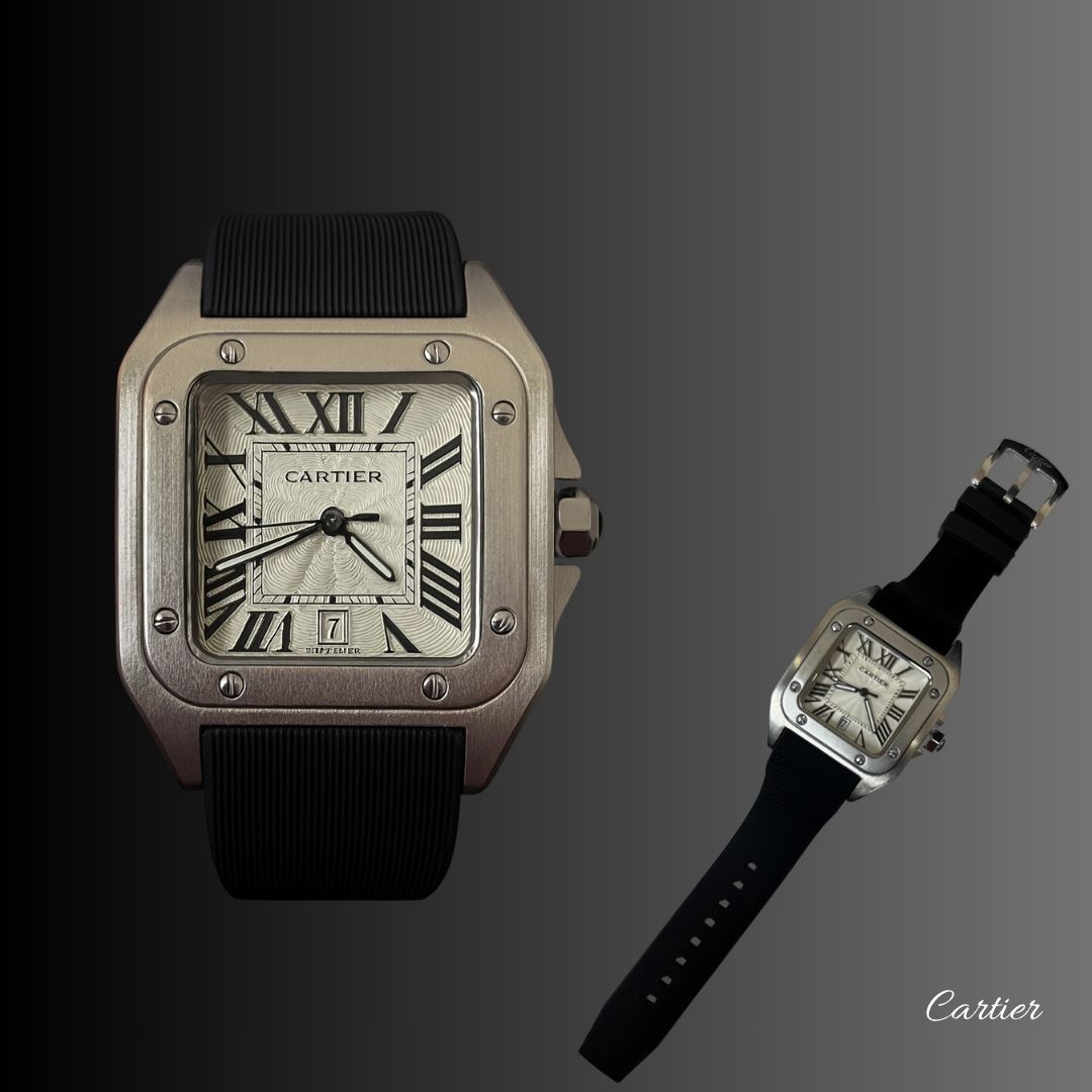 Cartier™ Santos Correa de Goma + Estuche de Lujo