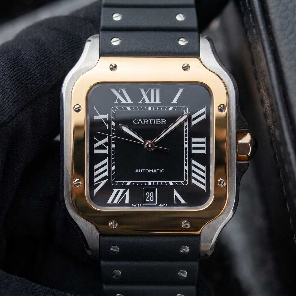 Cartier™ Santos Automático Correa de Goma