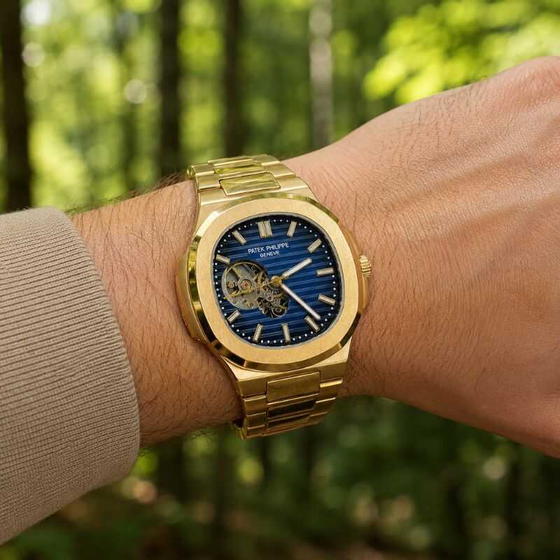 Patek™ Nautilus Automático Mecanismo Visible + Estuche de Lujo