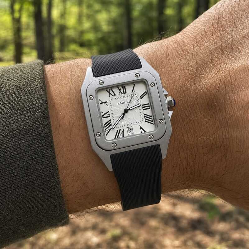 Cartier™ Santos Correa de Goma + Estuche de Lujo