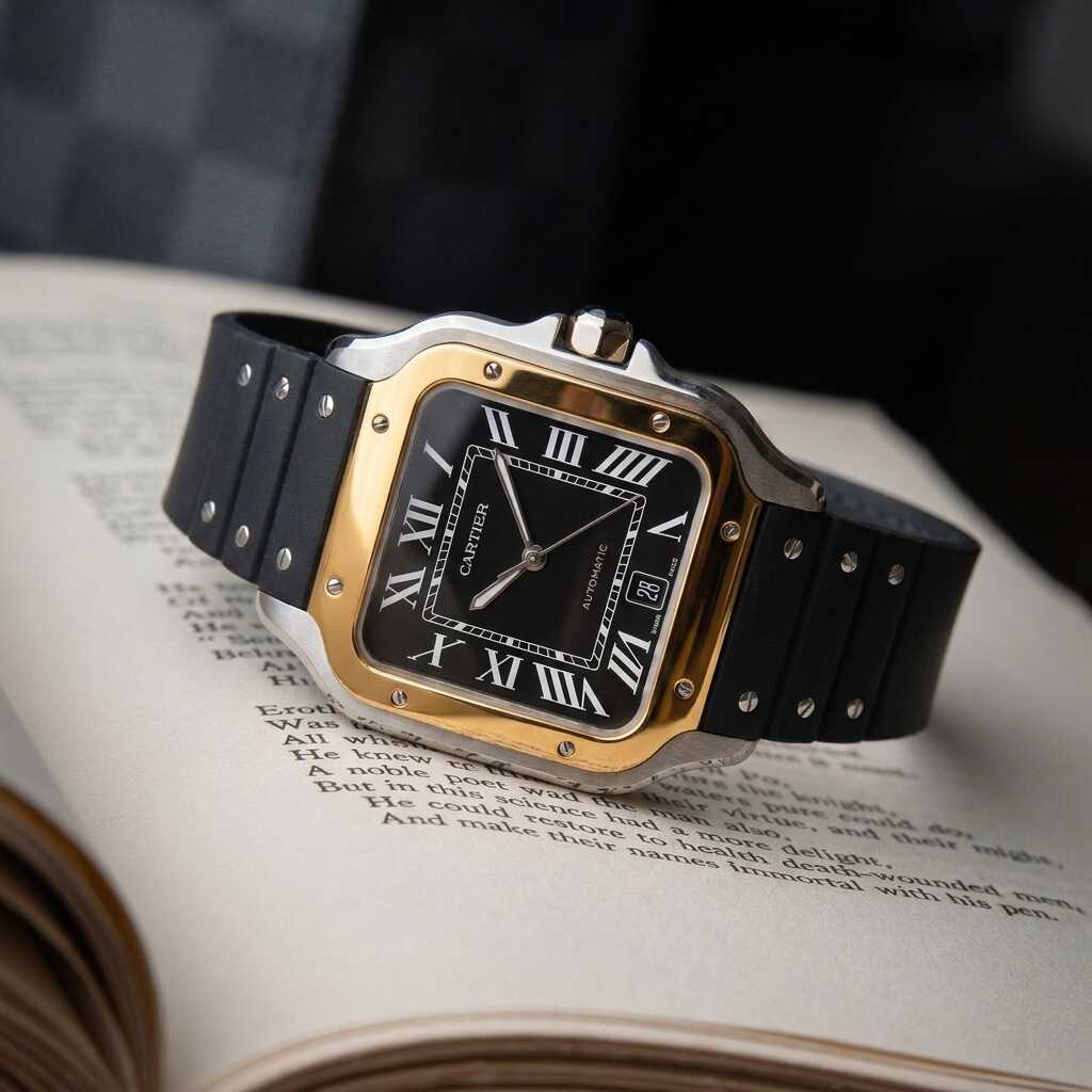 Cartier™ Santos Automático Correa de Goma