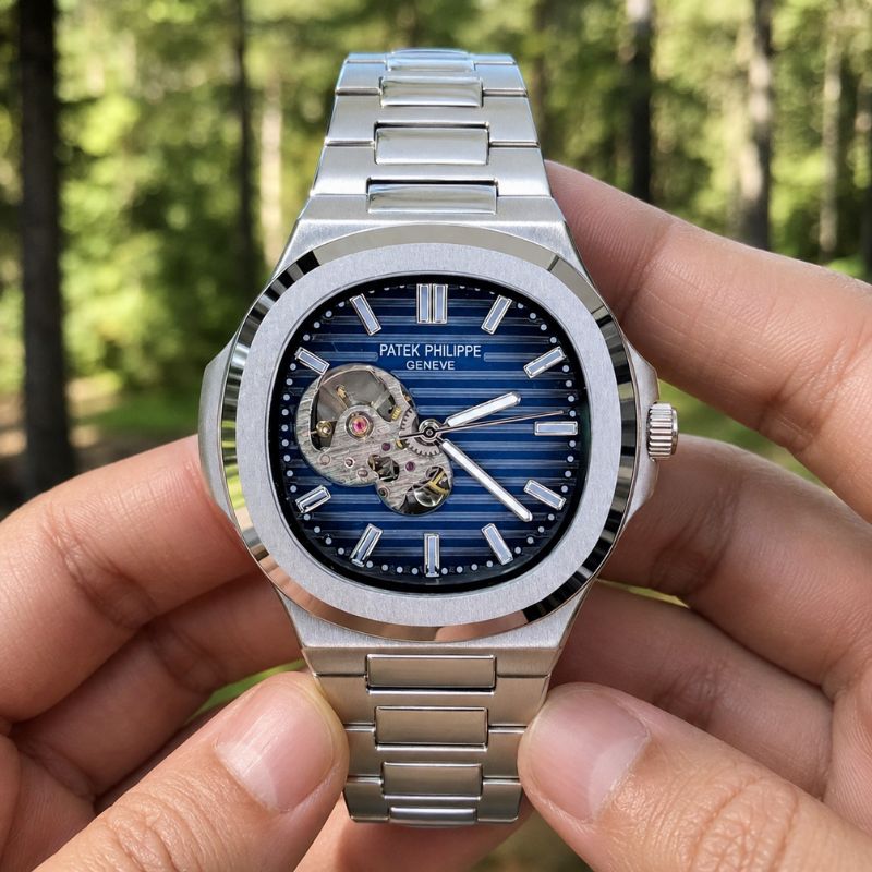 Patek™ Nautilus Automático Mecanismo Visible + Estuche de Lujo