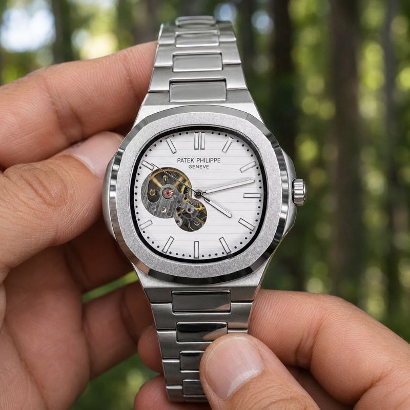 Patek™ Nautilus Automático Mecanismo Visible + Estuche de Lujo