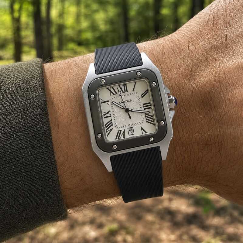 Cartier™ Santos Correa de Goma + Estuche de Lujo
